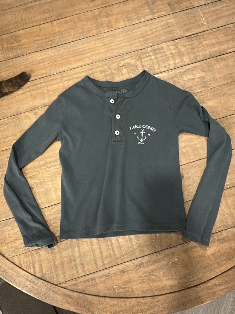 Brandy Melville Dark Teal Lake Como Henley Long-Sleeve Top